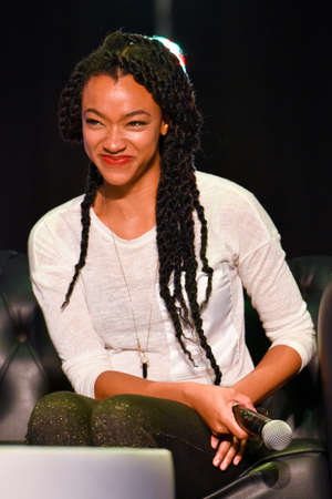 Buenos Aires, Argentina - Dec 8, 2016: American actress and producer Sonequa Martin-Green during an interview at the Argentina Comic Con convention.のeditorial素材