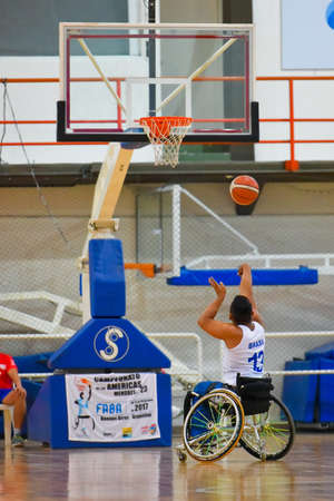 Buenos Aires, Argentina. 27 Jan, 2017. Brazil vs. Argentina wheelchair basketball game during the Americas Championship 2017.のeditorial素材