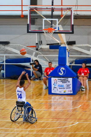 Buenos Aires, Argentina. 27 Jan, 2017. Brazil vs. Argentina wheelchair basketball game during the Americas Championship 2017.のeditorial素材