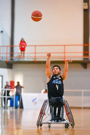Buenos Aires, Argentina. 27 Jan, 2017. Brazil vs. Argentina wheelchair basketball game during the Americas Championship 2017.のeditorial素材