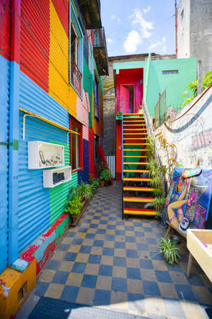 Buenos Aires, Argentina - Nov 29, 2016: Colorful building of Caminito street in La Boca neighborhood - Buenos Aires, Argentina.のeditorial素材