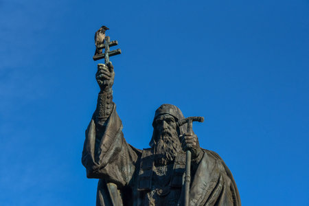 Moscow, Russia - 16 October, 2018: Monument to Patriarch Hermogenes of Moscow in the Alexander Gardens in Moscow, Russia.のeditorial素材