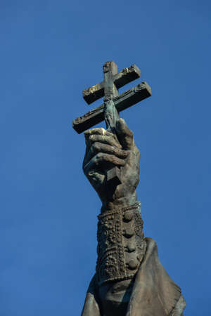 Moscow, Russia - 16 October, 2018: Part of the monument to Patriarch Hermogenes of Moscow in the Alexander Gardens in Moscow, Russia.のeditorial素材
