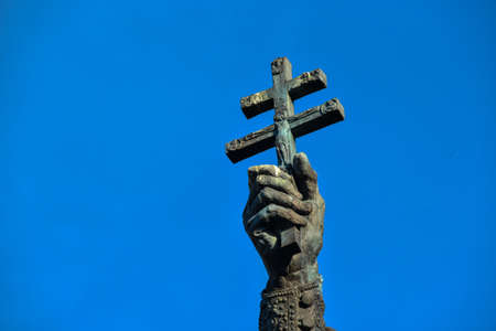 Moscow, Russia - 16 October, 2018: Part of the monument to Patriarch Hermogenes of Moscow in the Alexander Gardens in Moscow, Russia.のeditorial素材