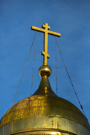 Moscow, Russia - 16 October, 2018: Cross on the dome of the Kazan Cathedral in Moscow, Russia.のeditorial素材