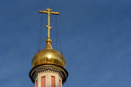 Moscow, Russia - 16 October, 2018: Cross on the dome of the Kazan Cathedral in Moscow, Russia.のeditorial素材