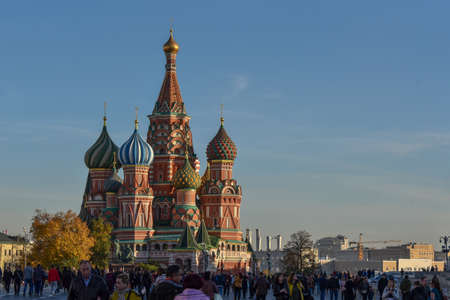 Moscow, Russia - 16 October, 2018: The Cathedral of Vasily the Blessed in Red Square in Moscow, Russia.のeditorial素材