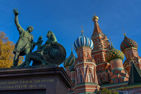 Moscow, Russia - 16 October, 2018: The Cathedral of Vasily the Blessed in Red Square in Moscow, Russia.のeditorial素材