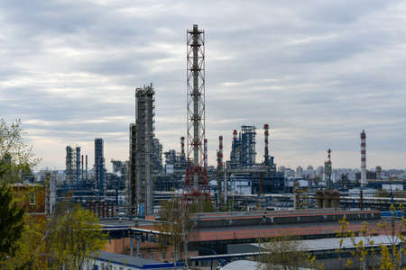 Moscow, Russia. 2nd May, 2020. View of the Moscow Oil Refinery in the Chagino-Kapotnya industrial zone in Moscow, Russia.のeditorial素材