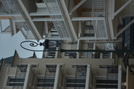 Lantern on the roof of a building in Hong Kong.の写真素材