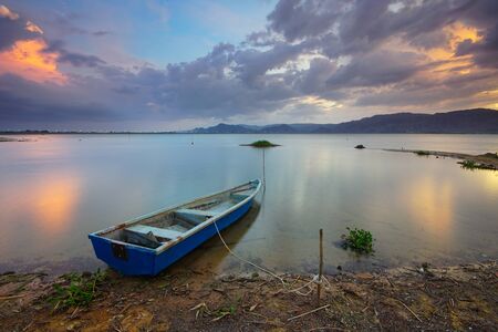 Boat during sunsetの写真素材