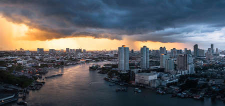 storm and rain in bangkok city,の写真素材