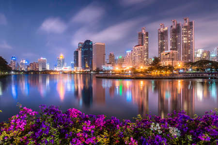 Twilight Benchakitti park bangkok thailandの写真素材