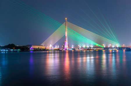 laser show at Bridge Rama8, bangkok thailandの写真素材