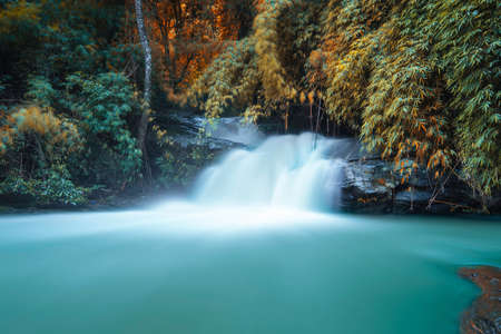 water fall small in  chiangmai province thailandの写真素材
