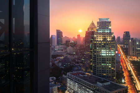 Day to night bangkok city downtown