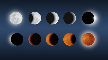 lunar eclipse creativeの写真素材