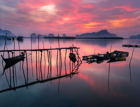 sunrise sea Phangnga province thailandの写真素材