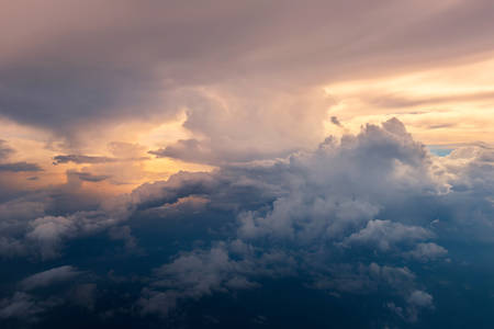 clouds on planeの写真素材