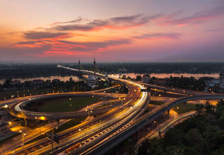 Bridge Nonthaburi sunsetの写真素材