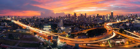highway sunset bangkok city downtown thailandの写真素材