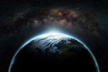 world and milky way Elements of this image furnished by NASAの写真素材