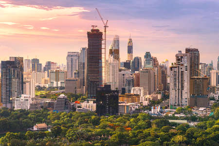 skyscraper top view park and city bangkok thailandのeditorial素材