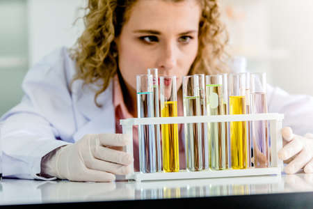 Scientists teamwork with senior brainstorming teaching and research laboratory in labの写真素材