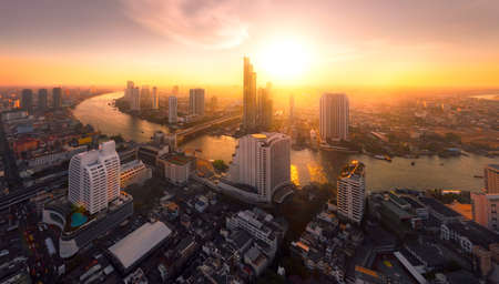 Chao Phraya River sunlight bangkok cityのeditorial素材