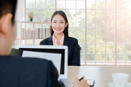women interviewed In the office of a company asia bangkok