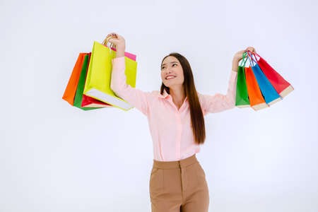 Asian woman Shopping in the capital of Thailand is Bangkok.の写真素材