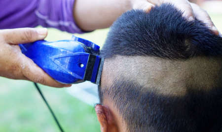 hair cutting childrenの写真素材