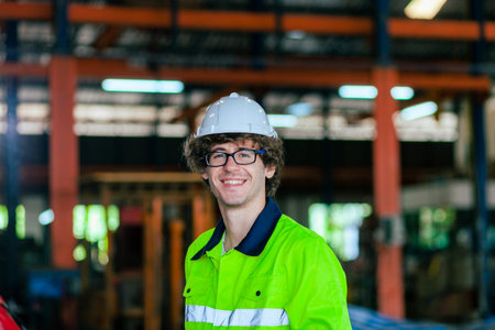 indoors, work, job, looking, smiling, industrial, engineer, factory, hard hat, production,...