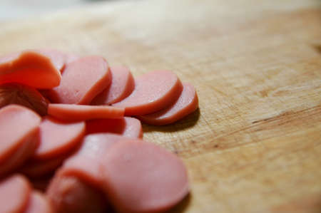 Cocktail sausages slicedの写真素材