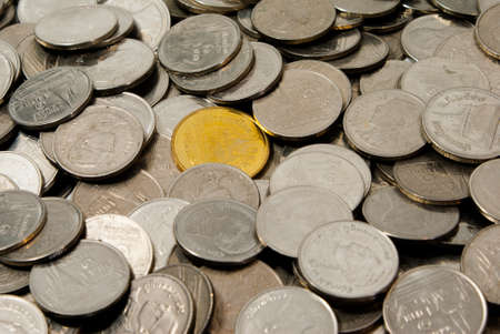 Gold coin around silver coinの写真素材