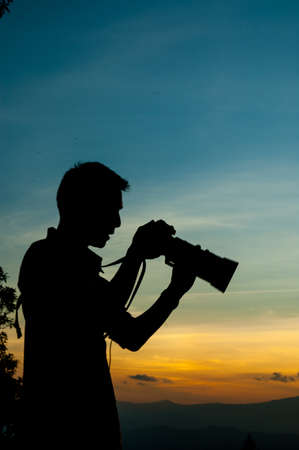 silhouette of photographerの写真素材
