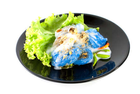 steamed rice-skin dumplings with sauce, Traditional food of thailandの写真素材