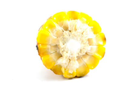 A piece of golden grilled cornの写真素材