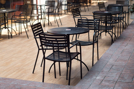 Traditional cafe in Chiangmai, Thailand. chairs out side