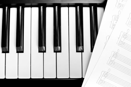 piano keyboard with notes