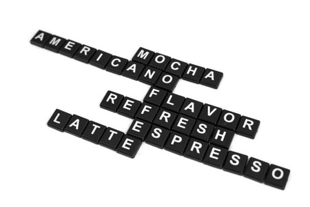 Coffee concept, arranged from crossword