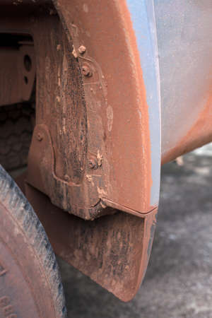 Dirt and mud on mudguard and wheelの写真素材