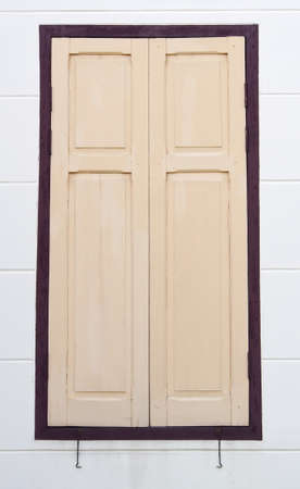 white vintage shutters and wallのeditorial素材