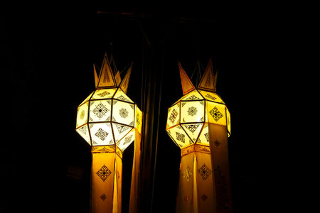 Thai style lantern (Lanna style) in northernの写真素材