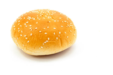 Close up bread and sesame on white backgroundの写真素材