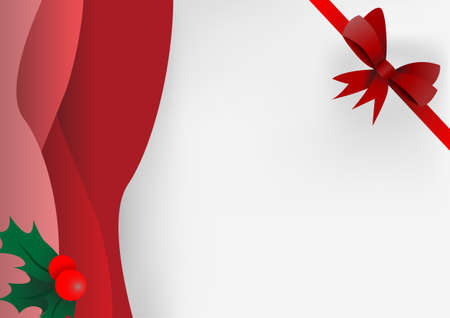 Vector : Christmas background ribbon christmas leaves and stripeのイラスト素材