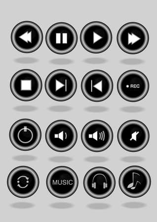 Vector : 16 Circile Music iconsのイラスト素材