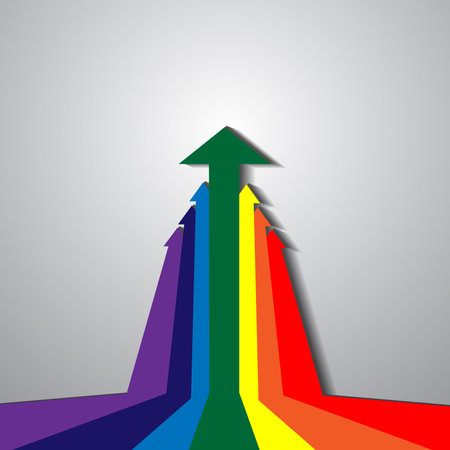 Vector : Rainbow arrows up with perspective
