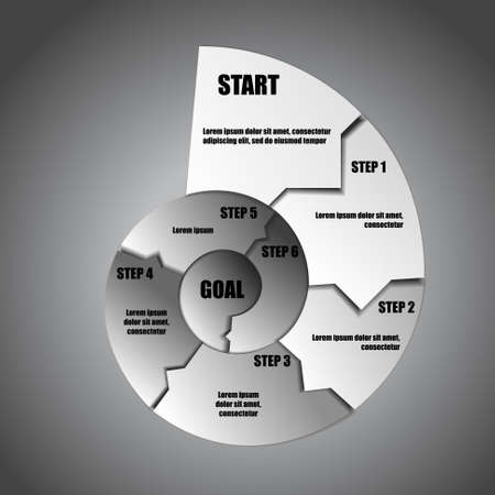Vector : Spiral layout and space for text each stepのイラスト素材