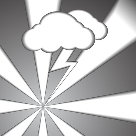 Vector : Cloud and bolt paper style backgroundのイラスト素材